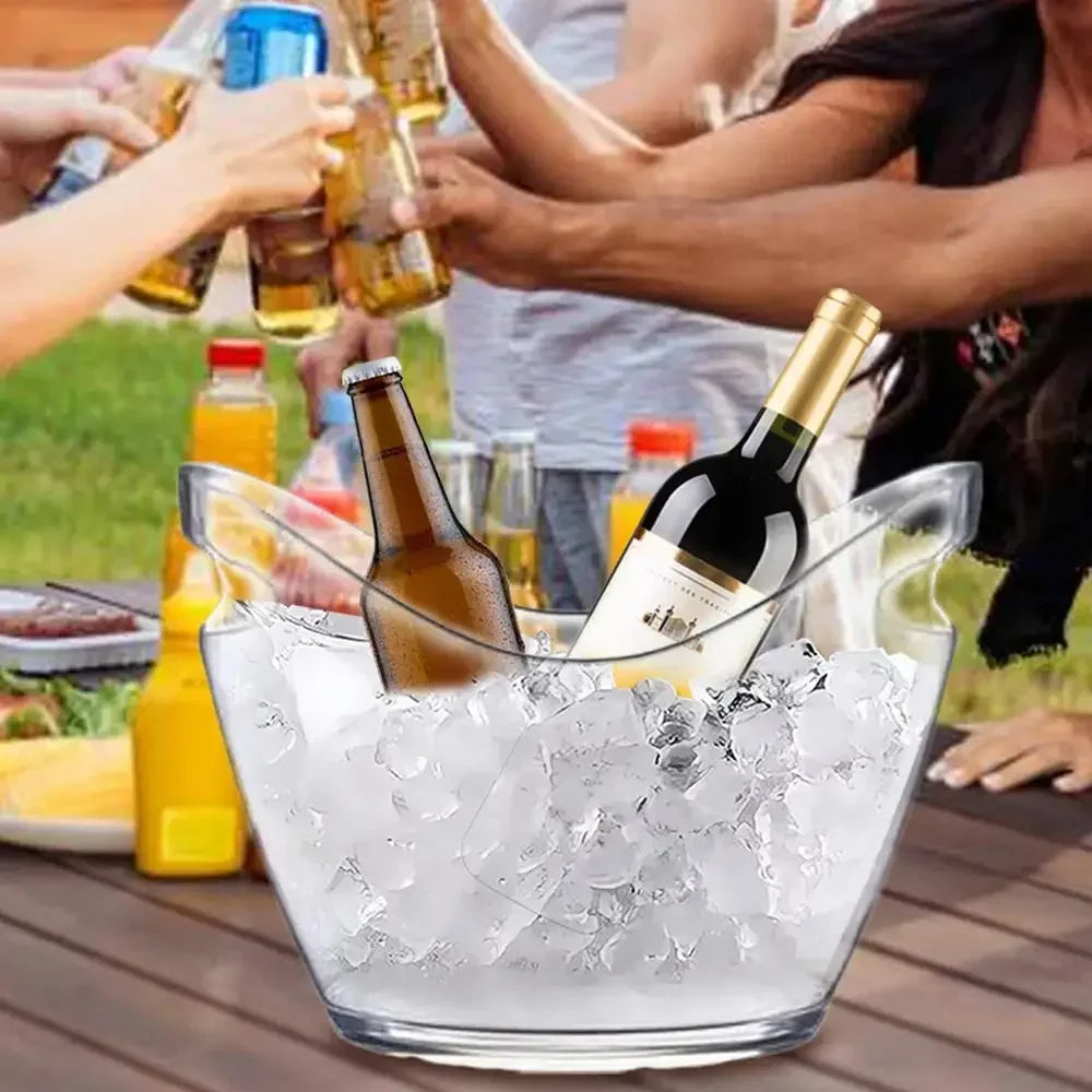 4L Clear Ice Bucket Beverage Tub Handle Cooling Large Ice Bucket for Wine Champagne Bar Supplies for Family Wine Beer Chiller