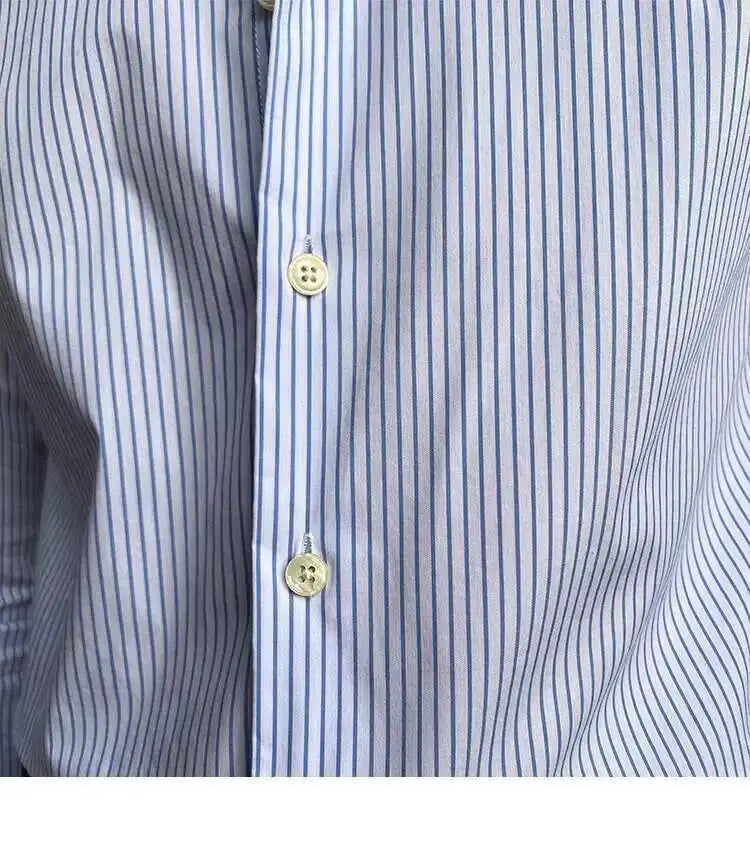 High Quality Men Business Striped Shirt Long Sleeve Slim Hairstylist Shirts Men Office Tuxedo Stripe Shirt Social Herren Hemd