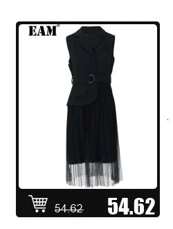[EAM] Loose Fit Black Denim Big Size Sweatshirt New High Collar Long Sleeve Women Big Size Fashion Spring Autumn 2026 1K166