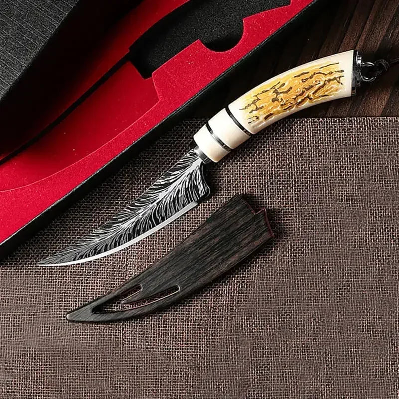 1PC Boning knife with sharp curved blade for gift box Kitchen High hardness forging Damascus texture knife Sharp fruit knife