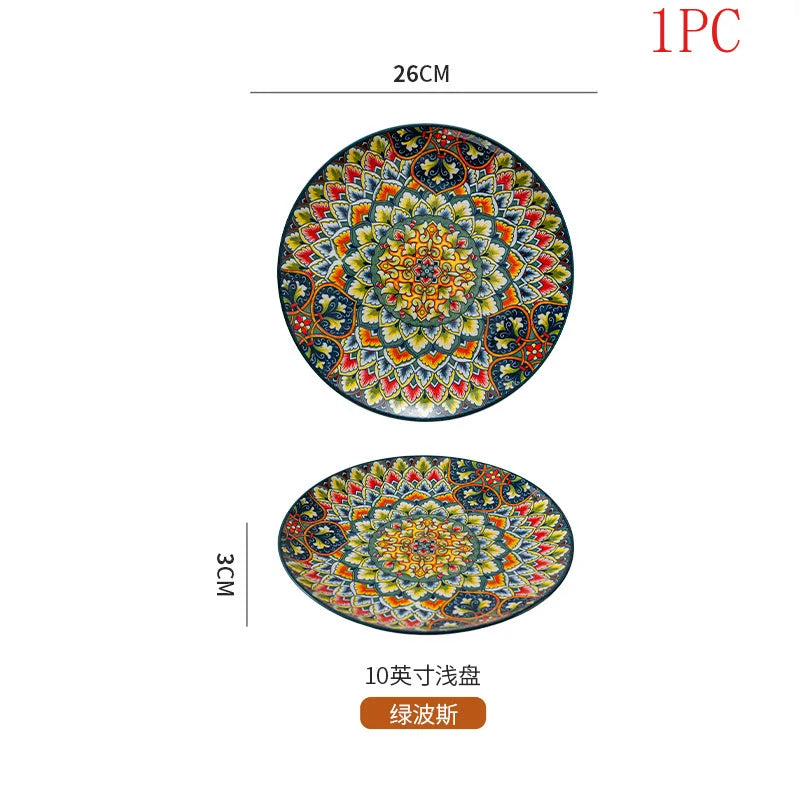 Bohemian Ceramic Plate Home Western Cuisine Plate Creative Cuisine Plate Restaurant