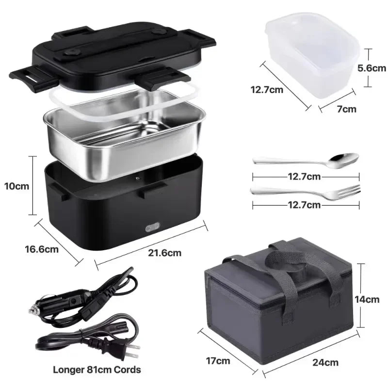 1.8 L 75W Electric Lunch Box Food Warmer Side Leak Proof Portable Lunch Heater for Commuters and Truck Drivers