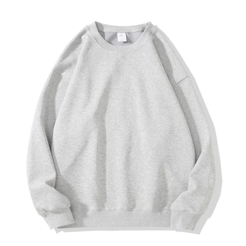 Daily Casual Sweatshirts for Men Fashion Solid Pullover Streetwear Black White O-Neck Hoodies