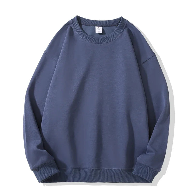 Daily Casual Sweatshirts for Men Fashion Solid Pullover Streetwear Black White O-Neck Hoodies