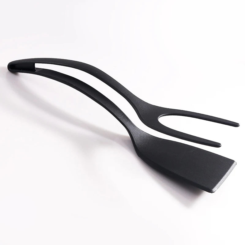 2 in 1 Nylon Grip Flip Tongs with Egg Spatula And Steak Turner Clamp Fish French Special Kitchen Utensils Cooking Tool CFQJ004