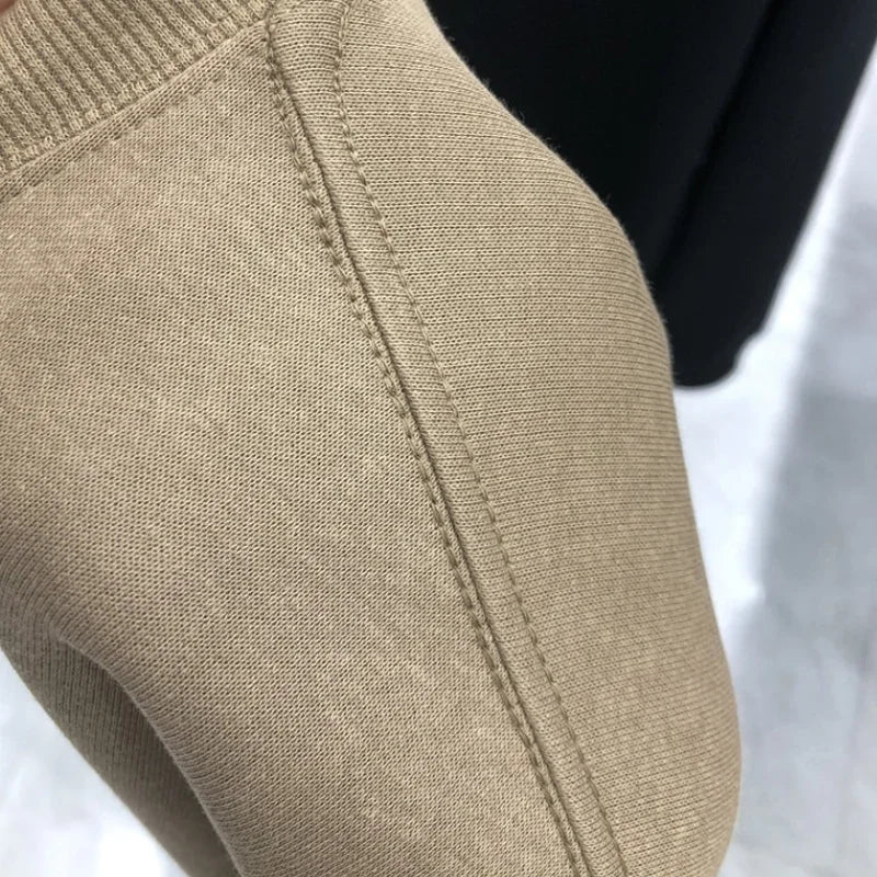 Daily Casual Sweatshirts for Men Fashion Solid Pullover Streetwear Black White O-Neck Hoodies