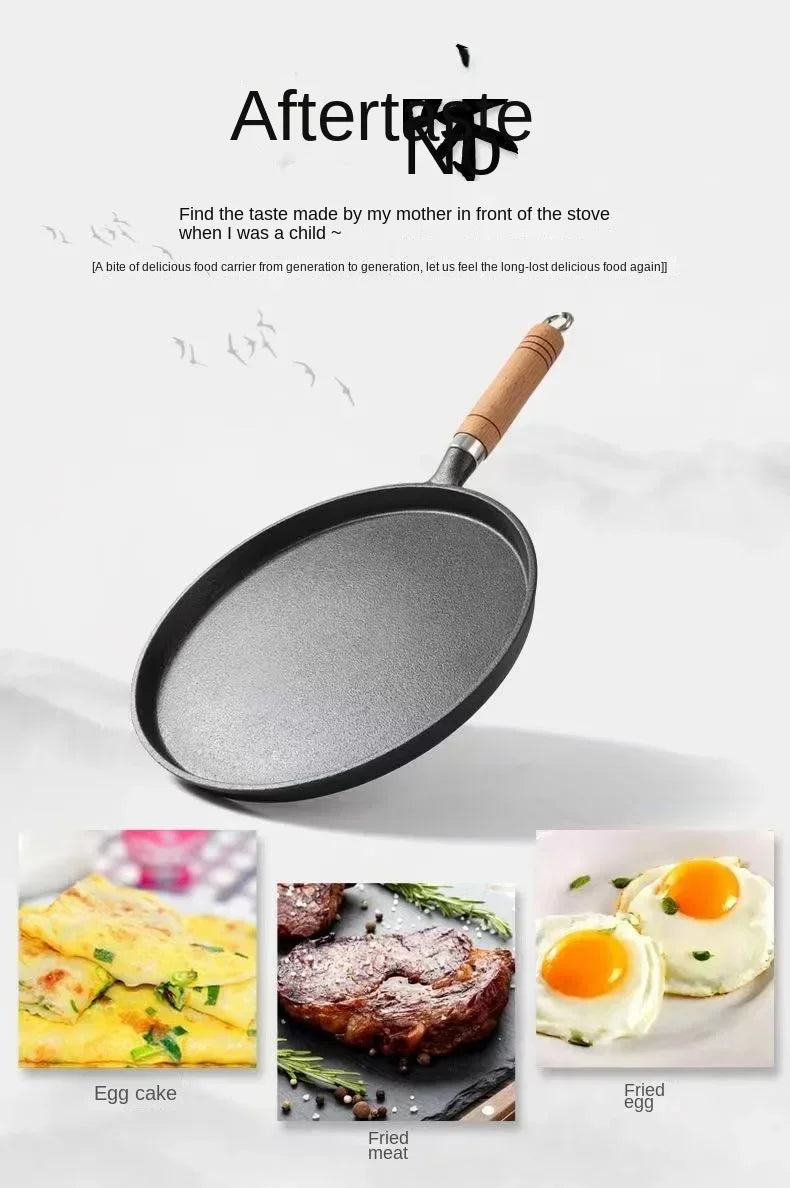 20/23/26cm Cast Iron Flat Pan, Household Uncoated Pancake Pan, Hand-held Pancake, Non-stick Pancake, Kitchen Baking Tool