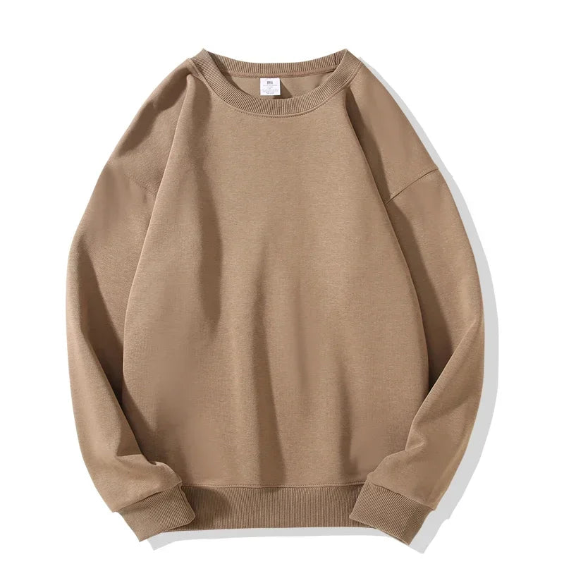 Daily Casual Sweatshirts for Men Fashion Solid Pullover Streetwear Black White O-Neck Hoodies