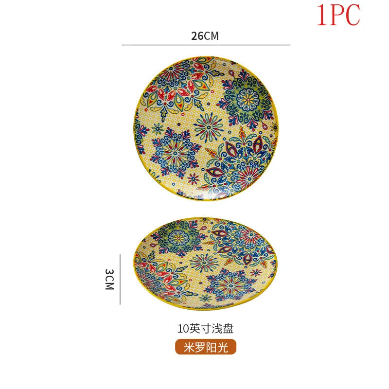 Bohemian Ceramic Plate Home Western Cuisine Plate Creative Cuisine Plate Restaurant