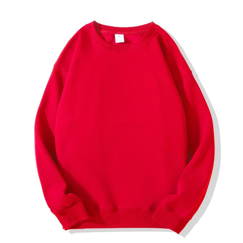 Daily Casual Sweatshirts for Men Fashion Solid Pullover Streetwear Black White O-Neck Hoodies