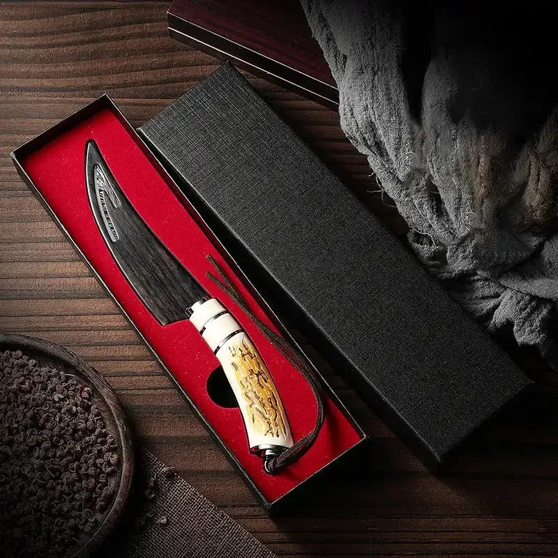 1PC Boning knife with sharp curved blade for gift box Kitchen High hardness forging Damascus texture knife Sharp fruit knife