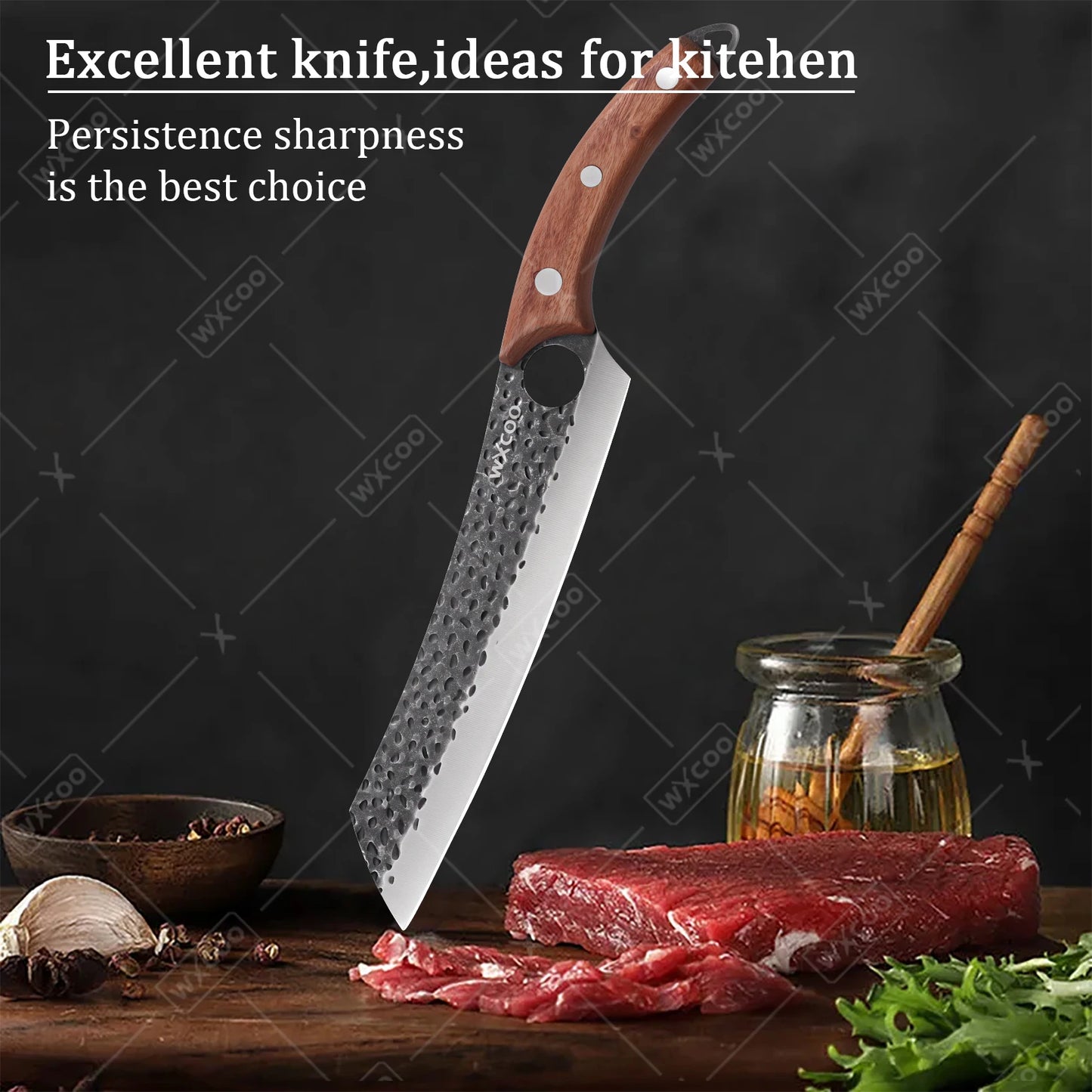 WXCOO Kitchen Knife Hand-Forged Boning Knife for Fish Meat Cutting Stainless Steel Barbecue Knife Houshold Cooking Accessories