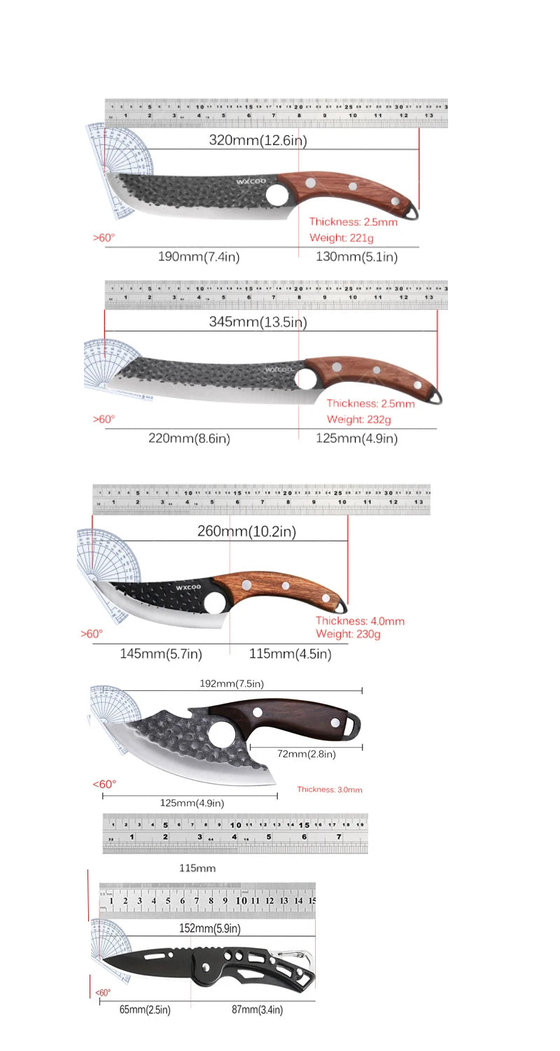 WXCOO Kitchen Knife Hand-Forged Boning Knife for Fish Meat Cutting Stainless Steel Barbecue Knife Houshold Cooking Accessories