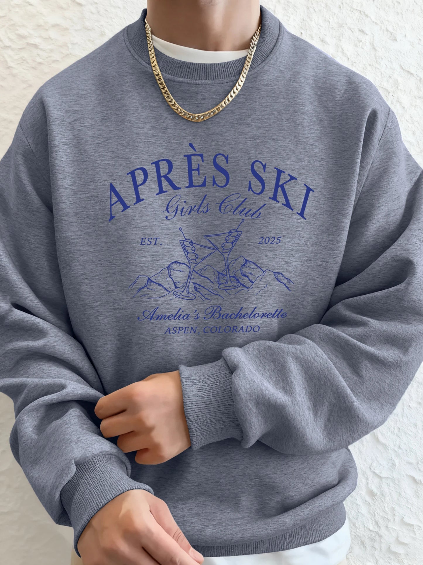 Apres Ski Aspen Colorado Print Men Fashion Hoodie O-Neck Fleece Tops Street Pocket Sweatshirts Comfortable Basics Pullovers