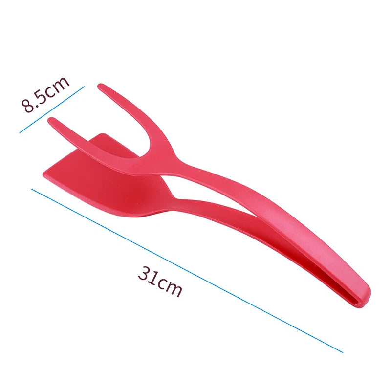 2 in 1 Nylon Grip Flip Tongs with Egg Spatula And Steak Turner Clamp Fish French Special Kitchen Utensils Cooking Tool CFQJ004