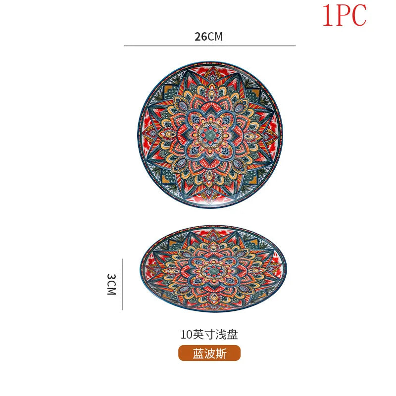 Bohemian Ceramic Plate Home Western Cuisine Plate Creative Cuisine Plate Restaurant