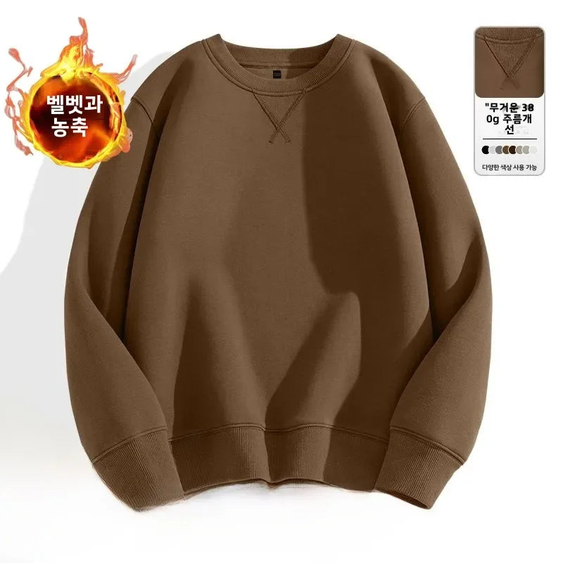 Unisex round Neck Sweatshirt Pure Color American Sle Spring Autumn Casual Jacket Loose Fit Cotton Polyester Easy Care