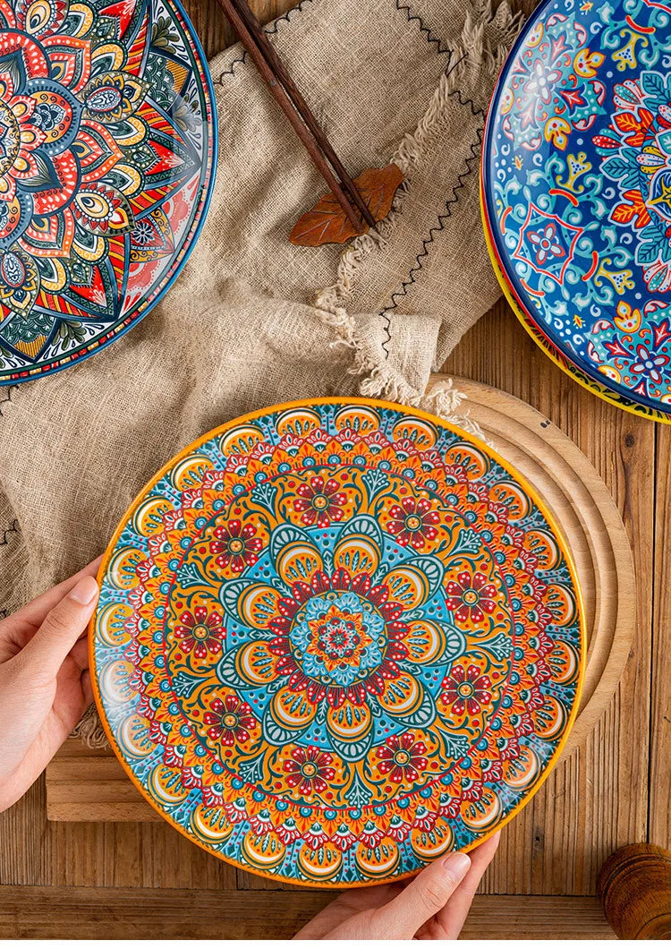 Bohemian Ceramic Plate Home Western Cuisine Plate Creative Cuisine Plate Restaurant