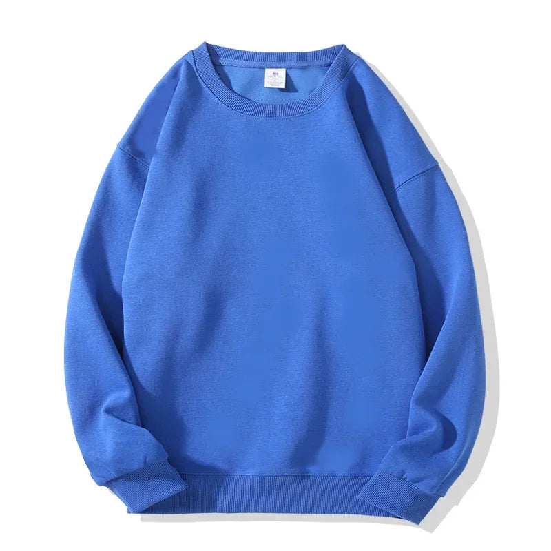 Daily Casual Sweatshirts for Men Fashion Solid Pullover Streetwear Black White O-Neck Hoodies