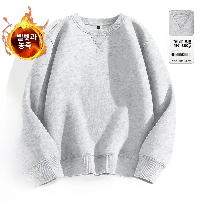 Unisex round Neck Sweatshirt Pure Color American Sle Spring Autumn Casual Jacket Loose Fit Cotton Polyester Easy Care