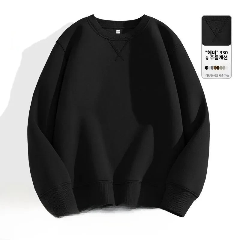 Unisex round Neck Sweatshirt Pure Color American Sle Spring Autumn Casual Jacket Loose Fit Cotton Polyester Easy Care