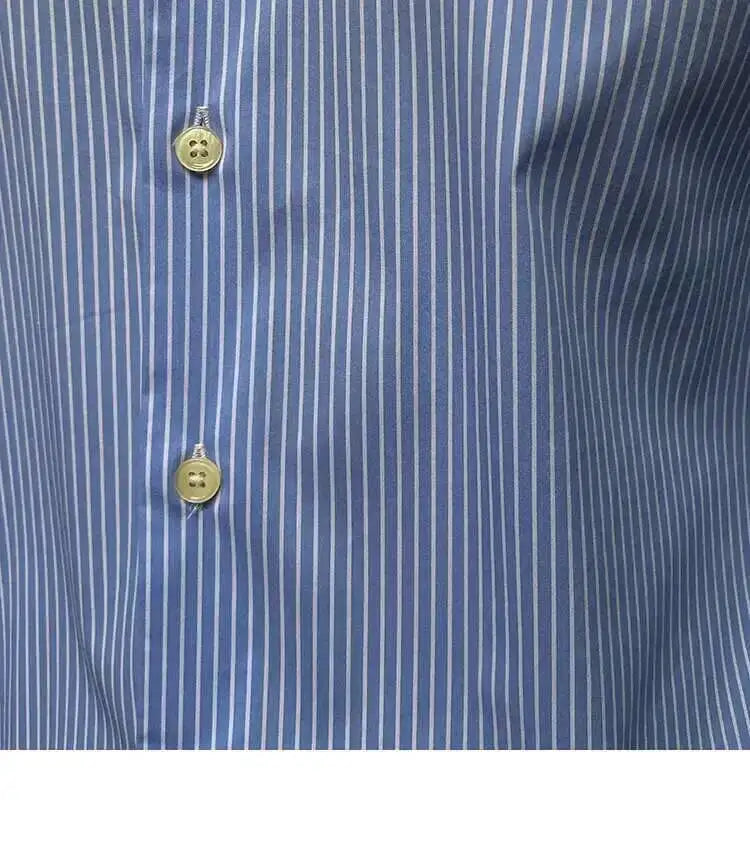 High Quality Men Business Striped Shirt Long Sleeve Slim Hairstylist Shirts Men Office Tuxedo Stripe Shirt Social Herren Hemd