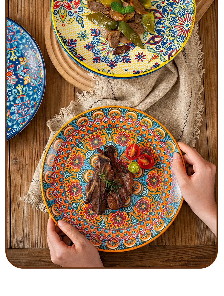 Bohemian Ceramic Plate Home Western Cuisine Plate Creative Cuisine Plate Restaurant