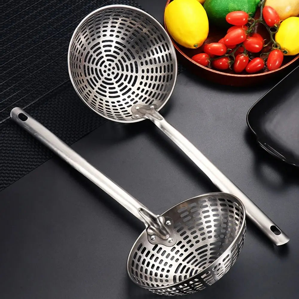 Stainless Steel Colander Long Handle Oil Frying Kitchen Fried Food Net Sieve Tool Spoon Leaky Spoon Household Cooking Tool