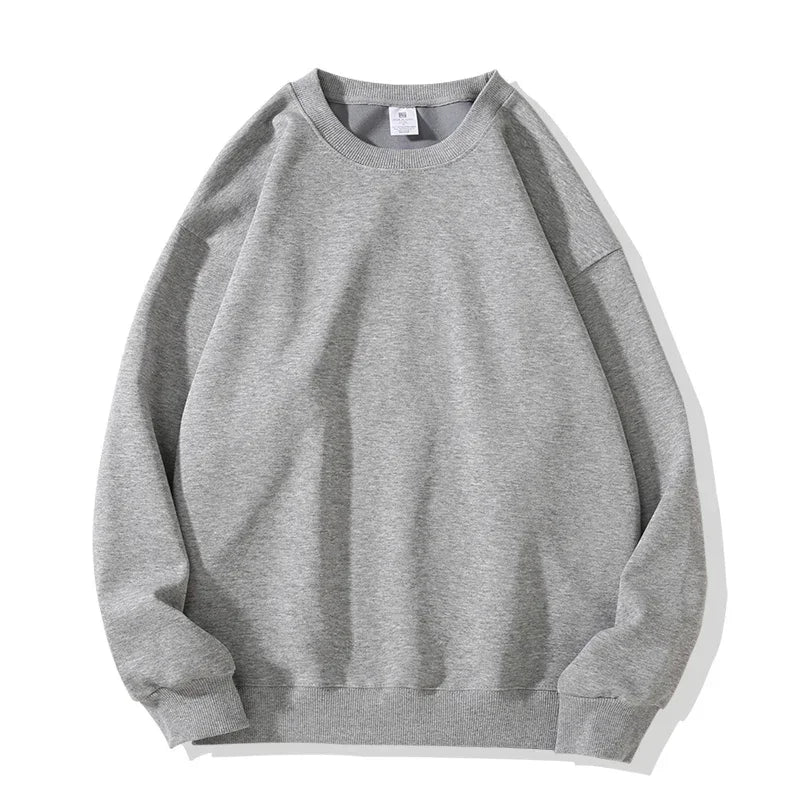 Daily Casual Sweatshirts for Men Fashion Solid Pullover Streetwear Black White O-Neck Hoodies