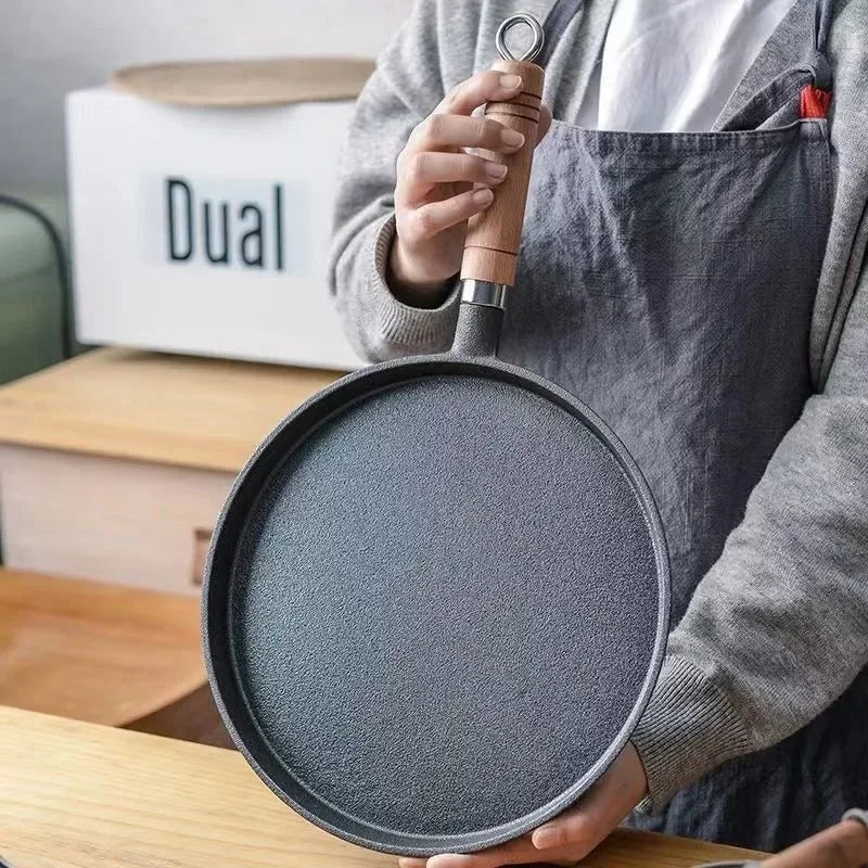 20/23/26cm Cast Iron Flat Pan, Household Uncoated Pancake Pan, Hand-held Pancake, Non-stick Pancake, Kitchen Baking Tool