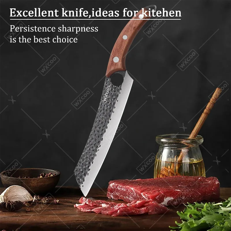 WXCOO Kitchen Knife Hand-Forged Boning Knife for Fish Meat Cutting Stainless Steel Barbecue Knife Houshold Cooking Accessories