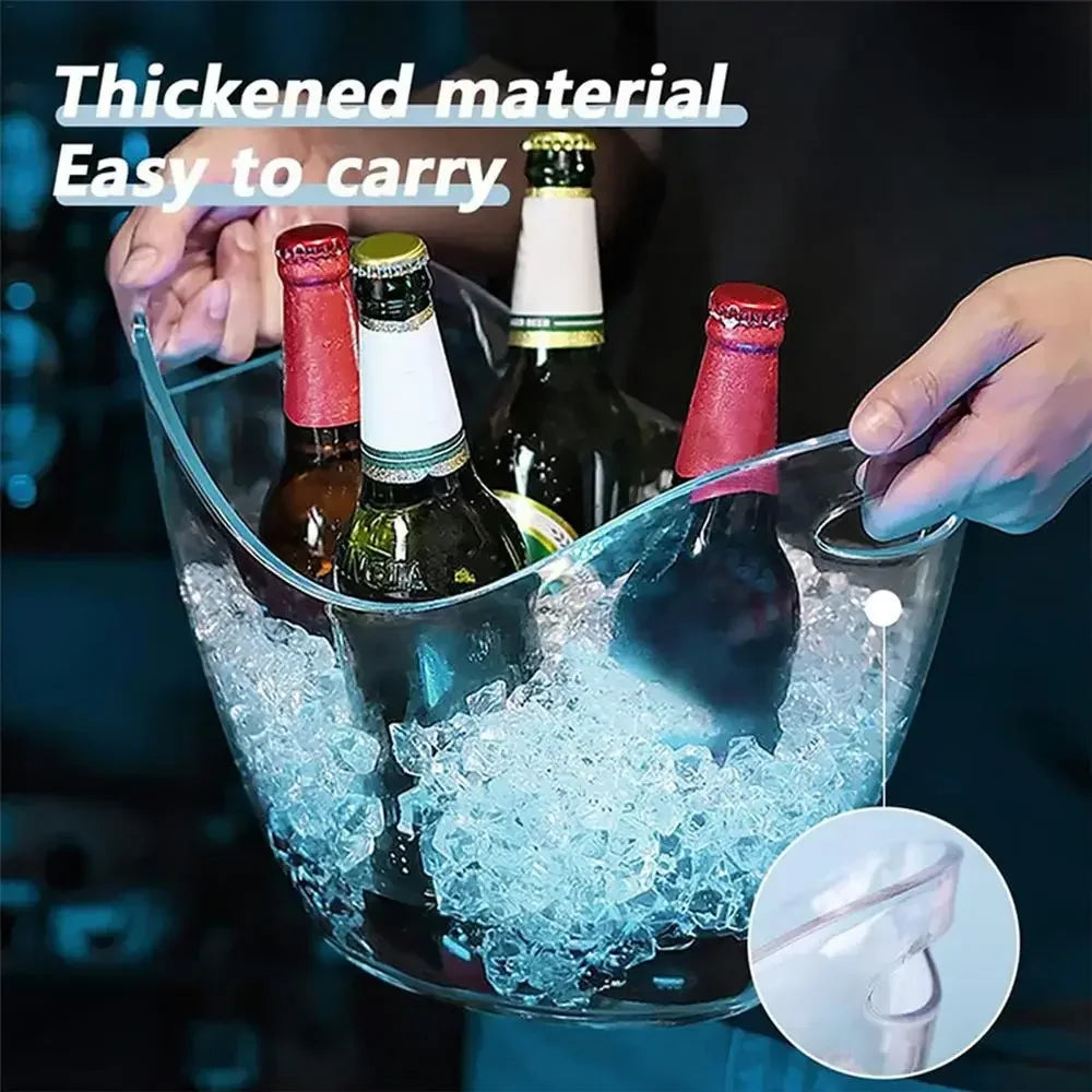 4L Clear Ice Bucket Beverage Tub Handle Cooling Large Ice Bucket for Wine Champagne Bar Supplies for Family Wine Beer Chiller