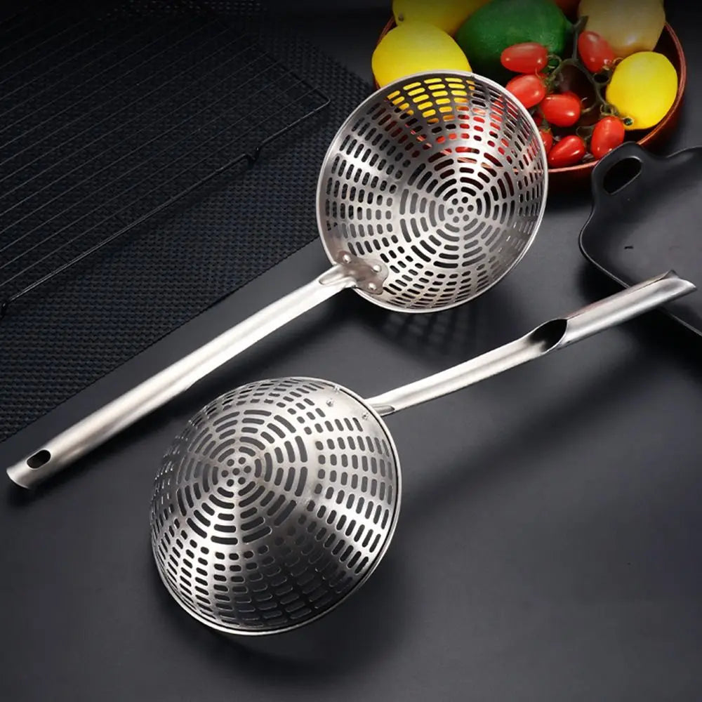 Stainless Steel Colander Long Handle Oil Frying Kitchen Fried Food Net Sieve Tool Spoon Leaky Spoon Household Cooking Tool