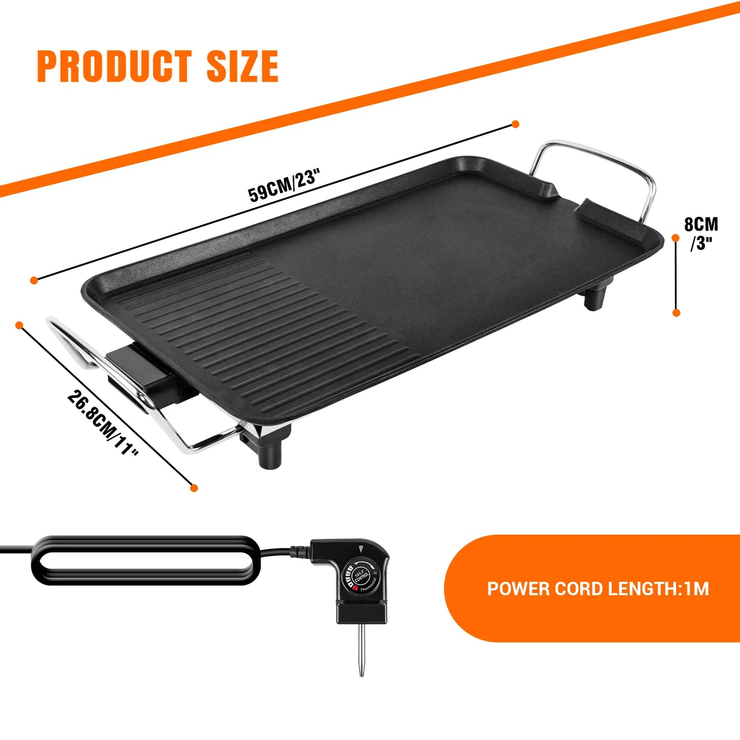 BRIEFNESS Electric Smokeless Table Grill, Hot Non-Stick BBQ Griddle for Kitchen, Party, Camping, Dinner, Festival Cooking