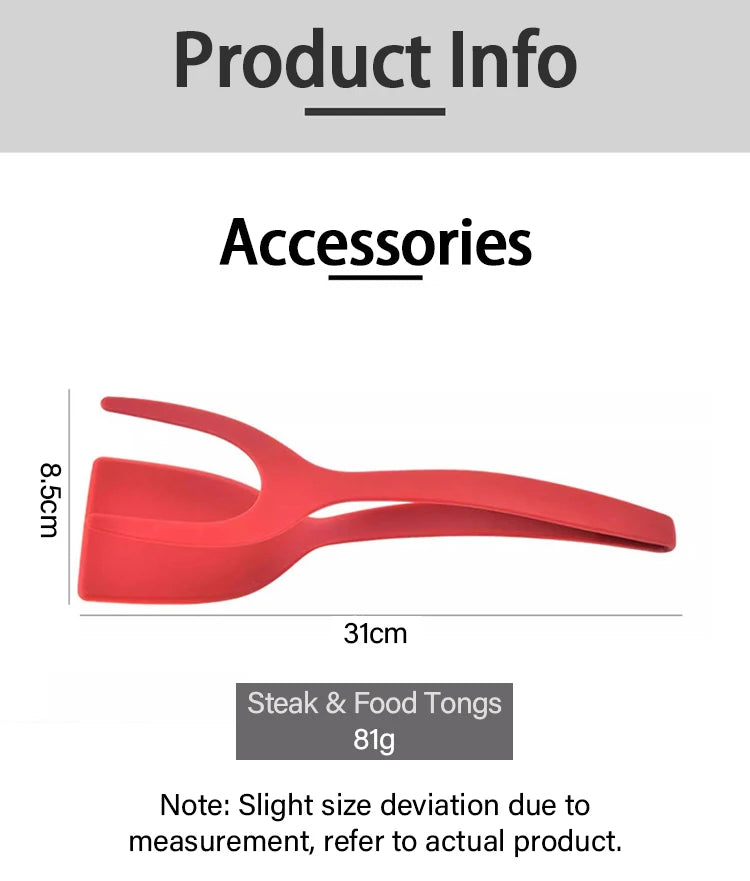 2 in 1 Nylon Grip Flip Tongs with Egg Spatula And Steak Turner Clamp Fish French Special Kitchen Utensils Cooking Tool CFQJ004