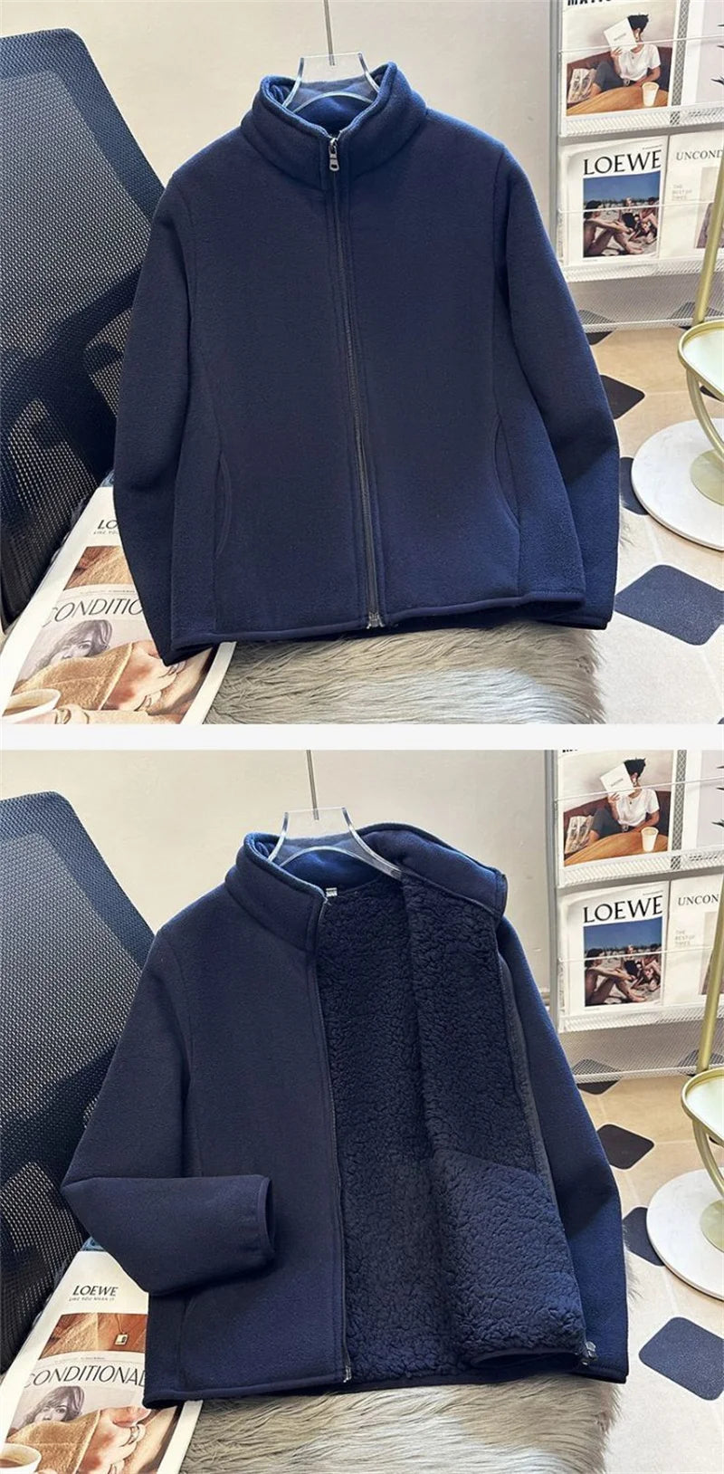2025 Fashion Polar Fleece Sweatshirt Women's Stand-up Collar Short Coat Autumn Winter Zipper-up Thicken Jacket Lady Warm Tops
