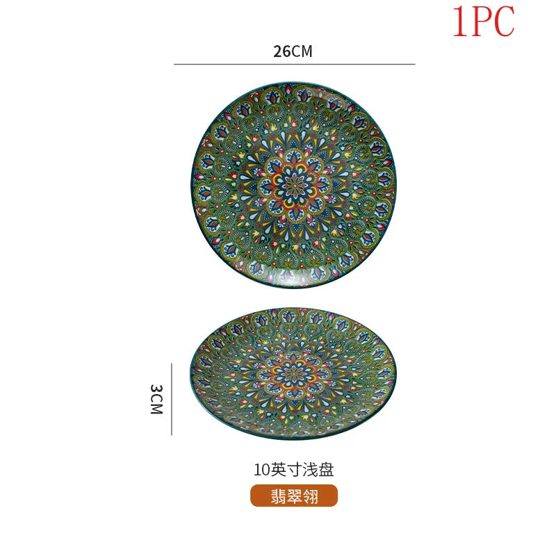 Bohemian Ceramic Plate Home Western Cuisine Plate Creative Cuisine Plate Restaurant