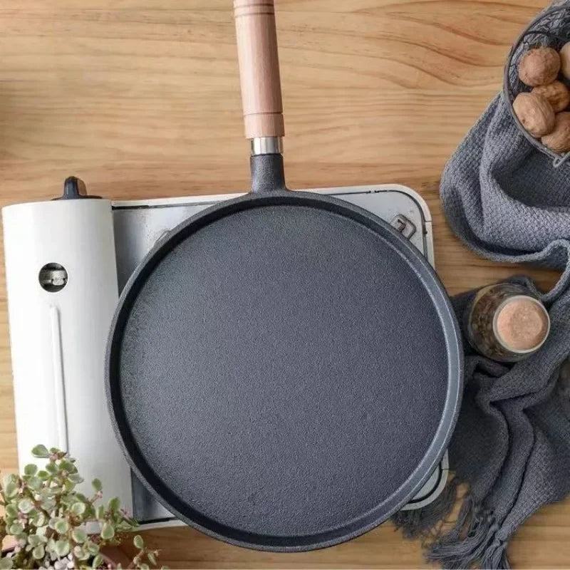 20/23/26cm Cast Iron Flat Pan, Household Uncoated Pancake Pan, Hand-held Pancake, Non-stick Pancake, Kitchen Baking Tool