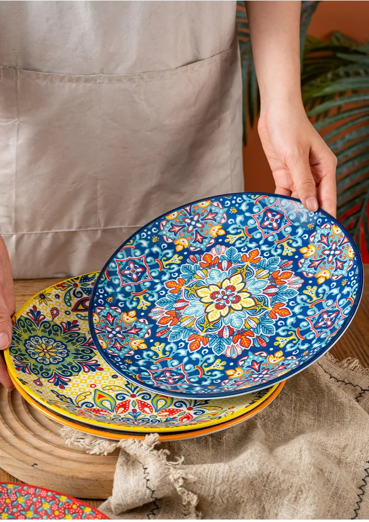 Bohemian Ceramic Plate Home Western Cuisine Plate Creative Cuisine Plate Restaurant
