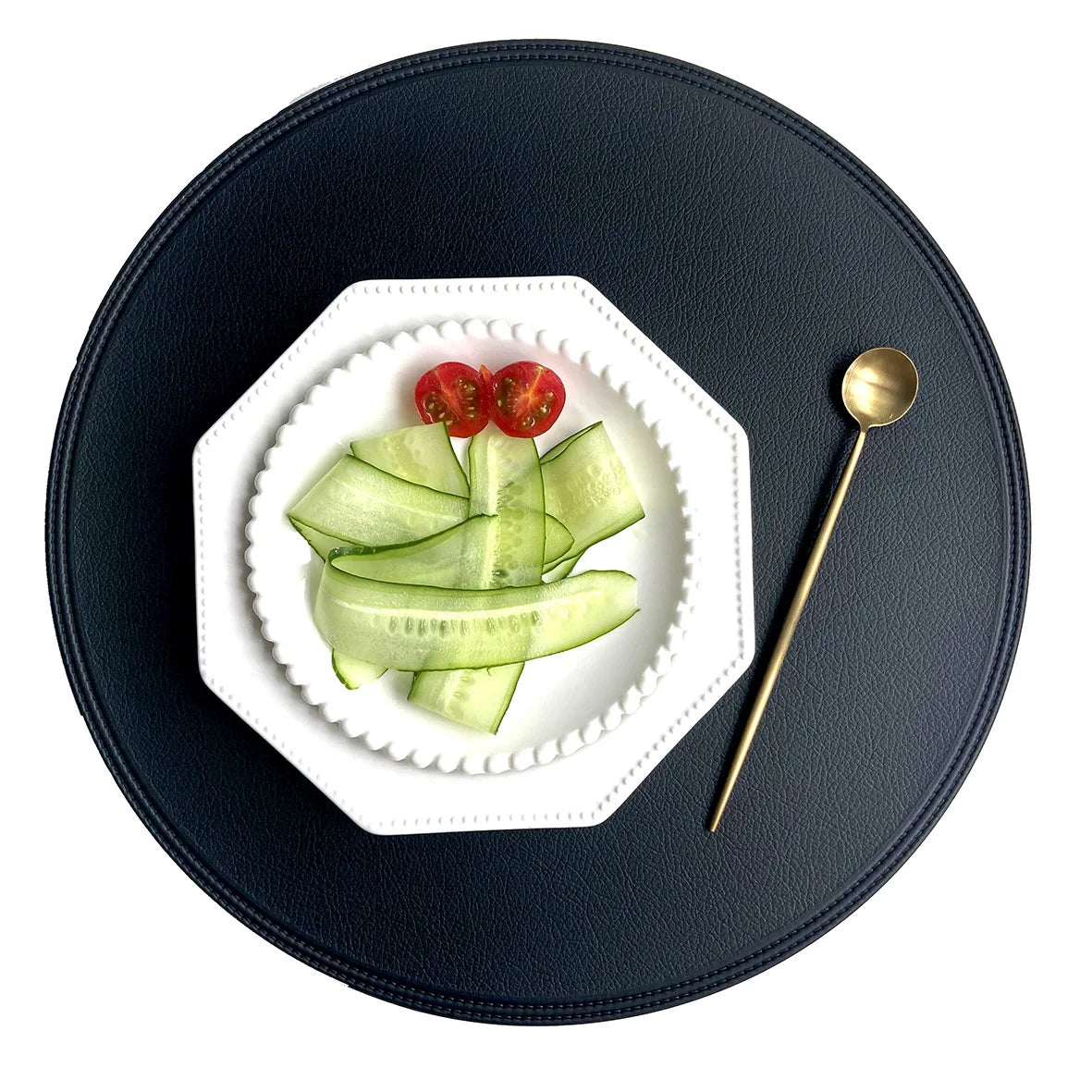 1/2/6PCS Black Round Placemats Set Luxury Shaped Fuax Leather PU Coffe Table Mat Cafe Pad Christmas Decor Kitchen Accessories