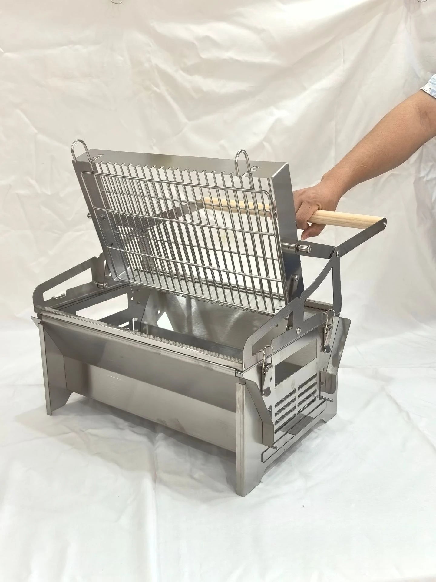 Portable Charcoal BBQ Grill Detachable Flip Outdoor Rotating Barbecue Rack