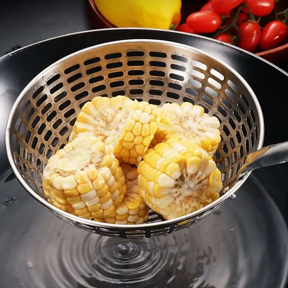 Stainless Steel Colander Long Handle Oil Frying Kitchen Fried Food Net Sieve Tool Spoon Leaky Spoon Household Cooking Tool