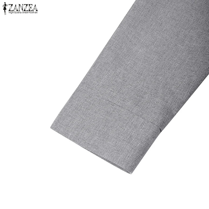 ZANZEA Autumn Dress Women Long Sleeve Elegant Office Sundress Casual Solid Color Vestidos 2025 European Style Asymmetrical Robe