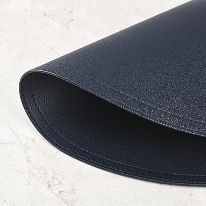 1/2/6PCS Black Round Placemats Set Luxury Shaped Fuax Leather PU Coffe Table Mat Cafe Pad Christmas Decor Kitchen Accessories