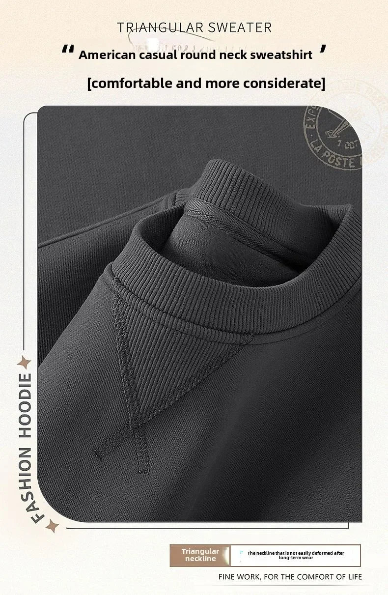Unisex round Neck Sweatshirt Pure Color American Sle Spring Autumn Casual Jacket Loose Fit Cotton Polyester Easy Care