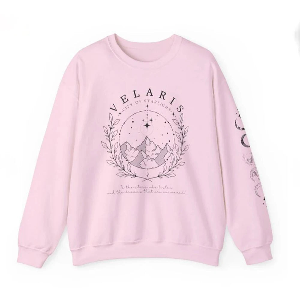Velaris Sweatshirt with Sleeve Print Shirt ACOTAR Merch Sarah J Maas Sweater City of Starlight Pullover Feyres Tattoo Sweatshirt