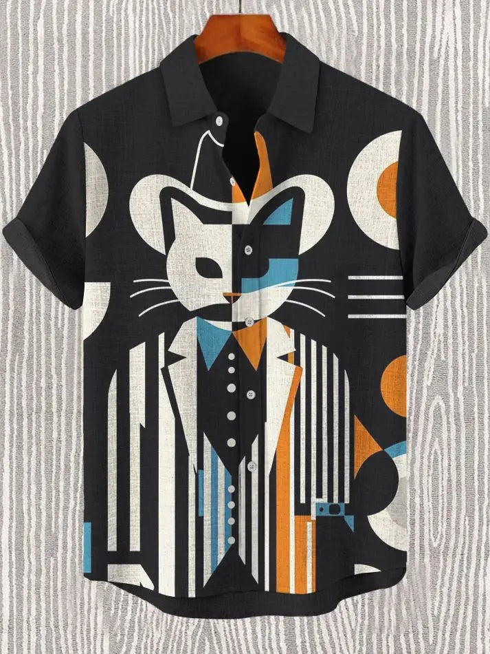 2025 Vintage African Style Men's Retro Ethnic Tribal Short Sleeve Shirt Tops Fashion Casual Vacation Streetwear Men's Shirt