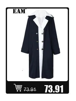 [EAM] Loose Fit Black Denim Big Size Sweatshirt New High Collar Long Sleeve Women Big Size Fashion Spring Autumn 2026 1K166