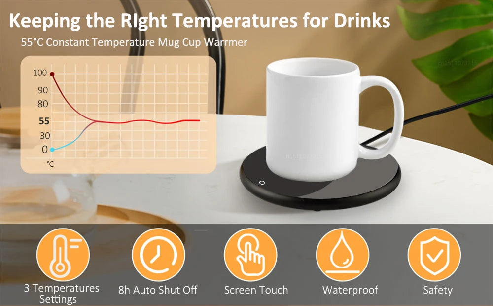 Mug Warmer USB Cup Heater Coffee Cup Heating Pad Electic Milk Tea Thermostatic Coasters Cup Warmer Mug Warmer for Office Home