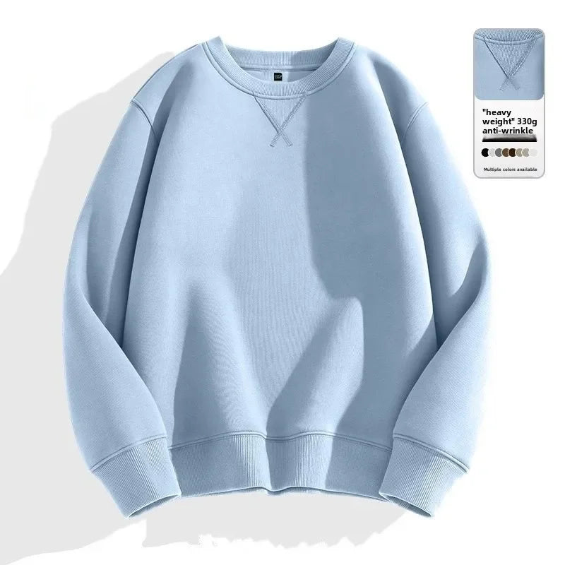 Unisex round Neck Sweatshirt Pure Color American Sle Spring Autumn Casual Jacket Loose Fit Cotton Polyester Easy Care